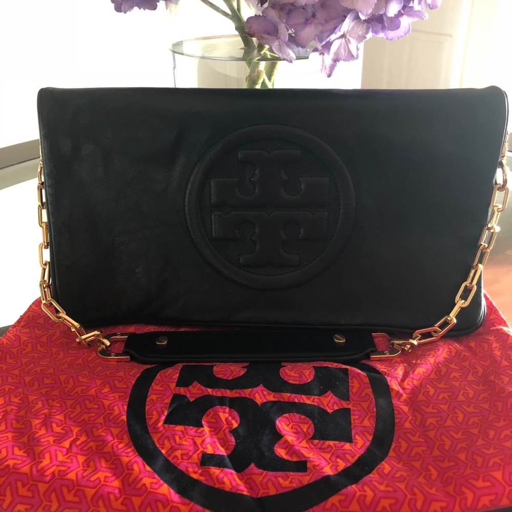 Authentic Tory Burch chain black bag/clutch